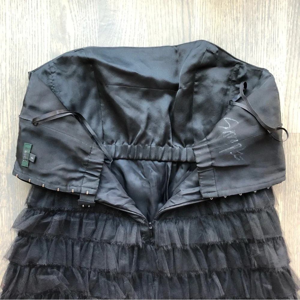 J. Crew Black Strapless Dress w/ Layers of Tuille - Picture 8 of 10